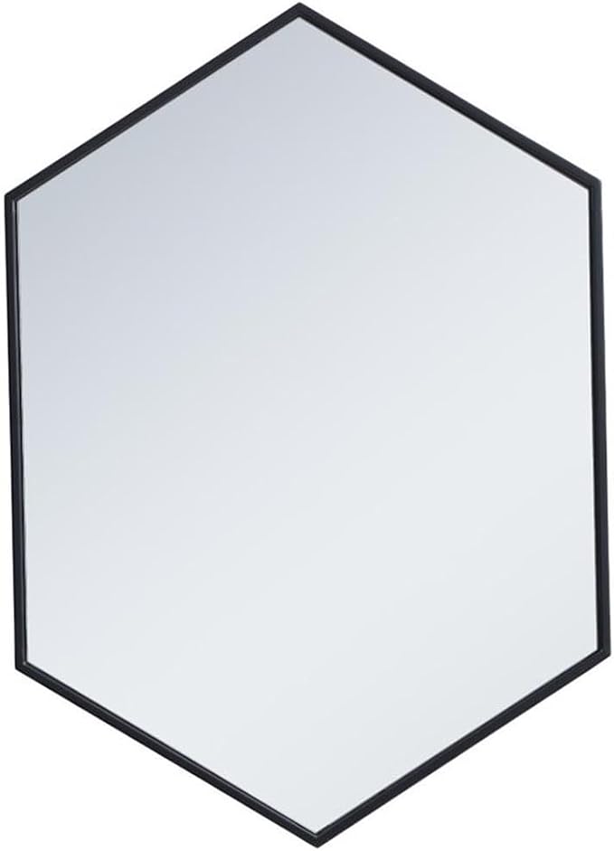 Elegant Decor Eternity 34" x 24" Hexagonal Metal Frame Mirror in Black