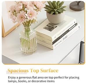 Karl home White 6 Drawer Dresser for Bedroom, Tall Dresser Chest of Drawers, Rustic Wood Bedroom Dressers Clothes Organizer, Anti-Tipping Device, Rose Gold Metal Handle, Living Room, Entryway, Office