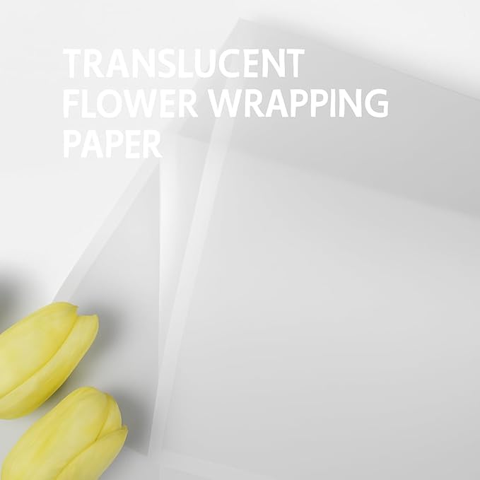 BBJ WRAPS White Wrapping Paper for Flowers, Frosted Flower Bouquet Wrapping Paper, Korean Paper for Bouquets, Valentine's Day Mother's Day Florist Supplies 20 Sheets (White)