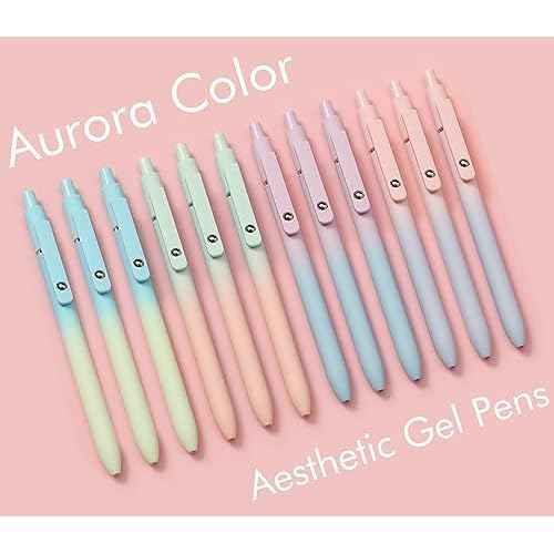 LINFANC 12 Pack Gel Pens Cute Medium Point 0.7mm Black Ink for Journaling Aesthetic School Supplies Office Supplies