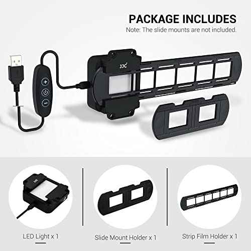 JJC 35mm Negative Film Scanning Copying LED Light Set Includes Slides Holder, Film Strip Holder, USB Light Viewer with Shoe Mount and 10 levels Adjustable for Old Photos Negatives Converter to Digital