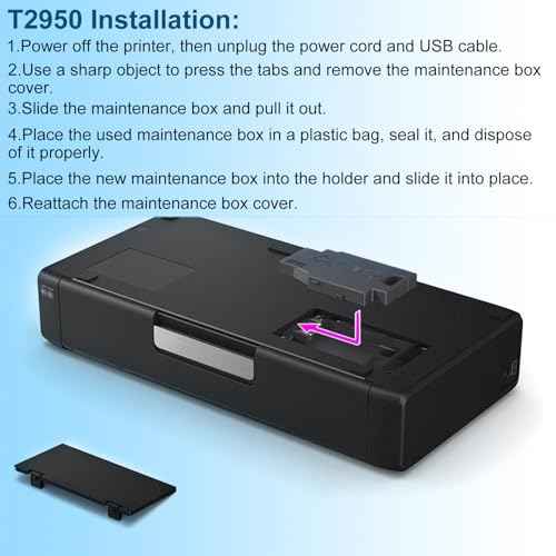 Remanufactured 215 Ink Cartridges and T2950 Ink Maintenance Box Work with Workforce WF-110 WF-100 EC-C100 Printer (3 x Black, 2 x Tri-Color, 1 x T2950)