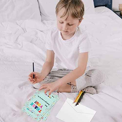 Eaasty 72 Pieces Kids Thank You Cards Fill in the Blank Thank You Notes with Envelopes Colorful Thanks Cards for Birthday Party(Confetti Style)