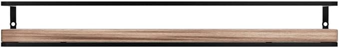 Meangood Floating Shelves Wall Mounted Set of 2, Rustic Wood Wall Storage Shelves for Bedroom,Living Room,Bathroom, Kitchen Torched Wood