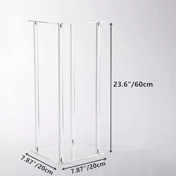 10 Pcs Wedding Centerpieces Acrylic Vases Clear Column Flower Vase Flowers Stand 7.87'' x 7.87'' x 23.6'' Rectangular Flower Display Table Flower Stands for Wedding Party Events Reception Table Decor