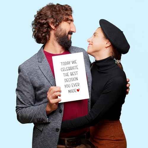Heollaok Funny Anniversary Card for Husband or Wife - Today We Celebrate the Best Decision You Made - I Love You Gifts, Happy Anniversary Cards for Couples