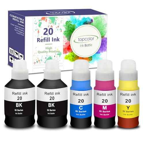 GI-20 G7020 G6020 Ink Bottles Compatible for Canon 20 Ink Refill Bottles for GI 20 GI20 GI-20 Ink Refill Bottles Set, Compatible for Canon G7020 G6020 G5020 MegaTank