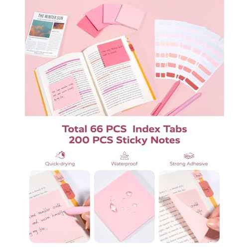 Four Candies Pink School Supplies with Case, Gel Pens with Black Ink, Correction Tapes, Pastel Highlighters, Mechanical Pencils, Sticky Notes, Index Post for Bible Study Stationary College Essentials