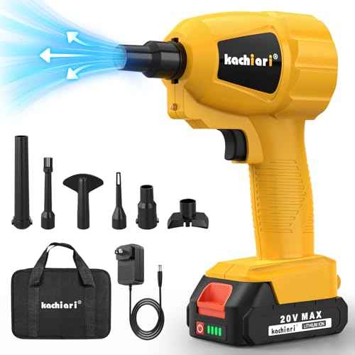 High Volume Compressed Air Duster with 20V Max Battery, 50000RPM Brush Motor, LED Light, 6 Multi-Use Accessories - Ideal for PC Keyboard, Car Cleaning £¨Battery Included£©