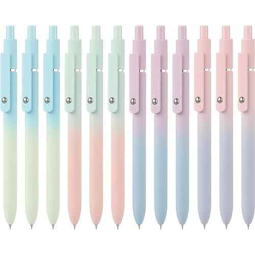 LINFANC 12 Pack Gel Pens Cute Medium Point 0.7mm Black Ink for Journaling Aesthetic School Supplies Office Supplies