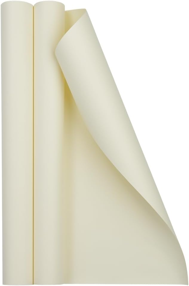 JAM Paper Gift Wrap - Matte Wrapping Paper - 52.6 Sq Ft Total (17 in x 18 Ft Each) - Matte Ivory - 2 Rolls/Pack