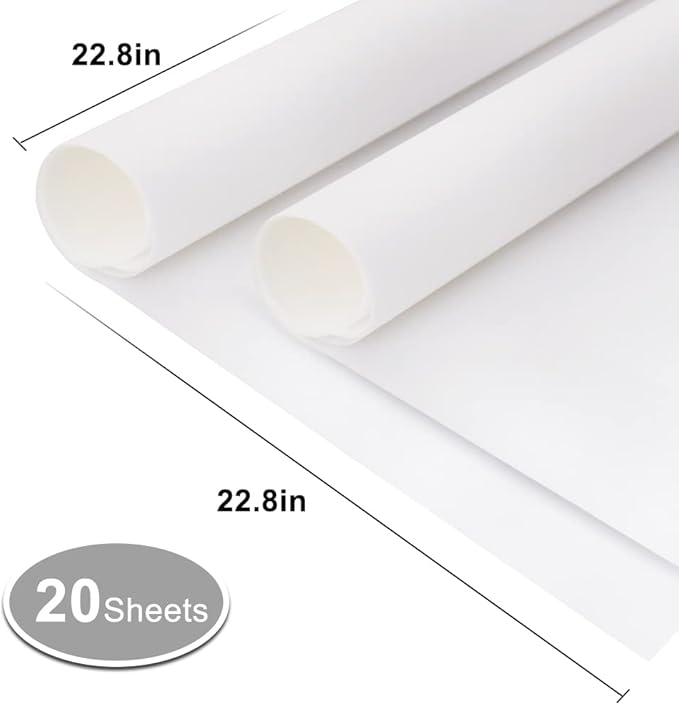 BEISHIDA 20 PCS White Floral Wrapping Paper-Matte Waterproof Flower Wrapping Paper Bouquet for Florist Supplies, DIY Crafts, Gift Packaging, Wedding, Birthday Gift