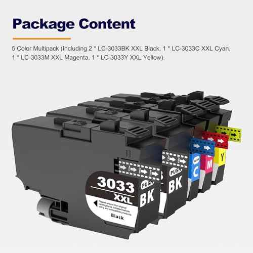 LC3033XXL Ink Cartridges 5-Pack Compatible for Brother LC3033 LC3035 LC3033XXL LC3035XXL High Yield for Brother MFC-J995DW MFC-J805DW MFC-J815DW J995DWXL J805DWXL J815DWXL Printer (2BK/C/M/Y)