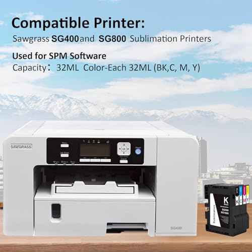 SG400 SG800 Sublimation Ink Cartridge for Sawgrass Virtuoso SG400 SG800 Printers (Black, Cyan, Magenta, Yellow)