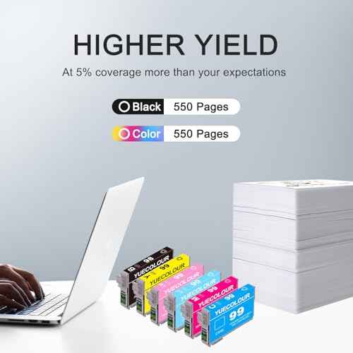 98 99 Ink Cartridge Replacement for T98 T99 T098 T099 98 99 use with Artisan 700 710 725 730 800 810 835 837 Printer (6-Pack, BK/C/M/Y/LC/LM)