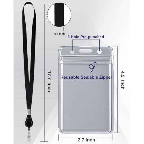Lanyards for Id Badges Black Lanyards for Cruise Ship Cards Lanyard with Clear Id Holder (3Pcs)