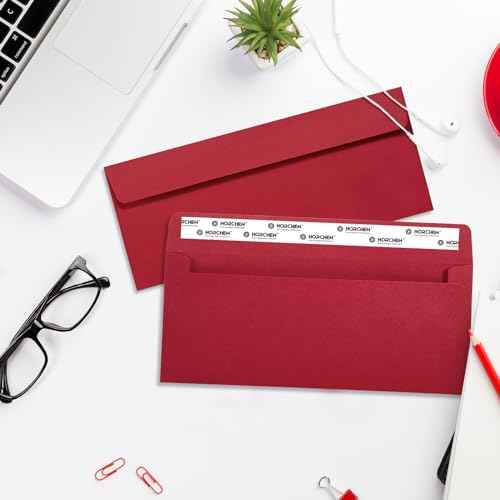 Red #10 Envelopes 100 Count Self Seal Envelopes Red for Business,Invitations Windowless Business Envelopes,Horchen