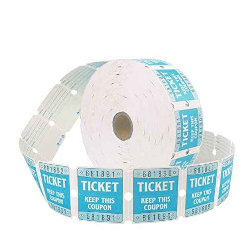 L LIKED Raffle Tickets Double Roll 2000 Tickets Consecutively Numbered 50/50 Raffle Tickets for Event Party Prize Drawing Perforated Stubs (Easy Read Blue)