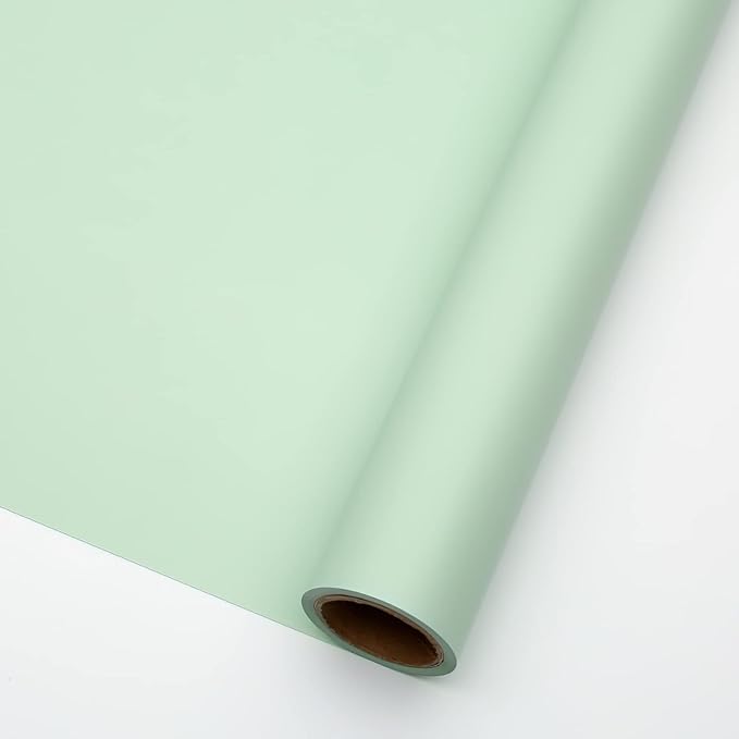 KIMHOME Korean Retro Packaging Waterproof Flower Wrapping Paper Gift Wrapping Flower Shop Bouquet Supplies Roll 23.6 Inch x 32.8 ft (Light Bean Green)