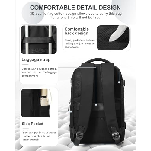 coowoz Travel Backpack Carry On for Women Man Black Gym Backpack with Laptop Compartment Mochila de Viaje Teacher Personal Item Backpacks Rucksack Airplane Accessories Must Haves Small