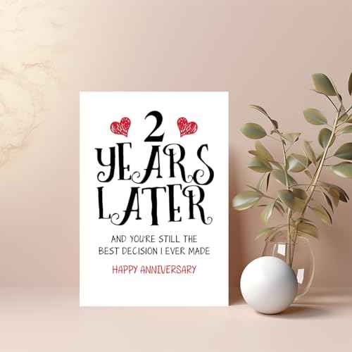 Romantic 2 Years Anniversary Card for Husband Wife, Sweet 2nd Wedding Anniversary Presents, Idea Two Years Wedding Card Gift for Him Her, 2nd Wedding Anniversary Card For Women Men
