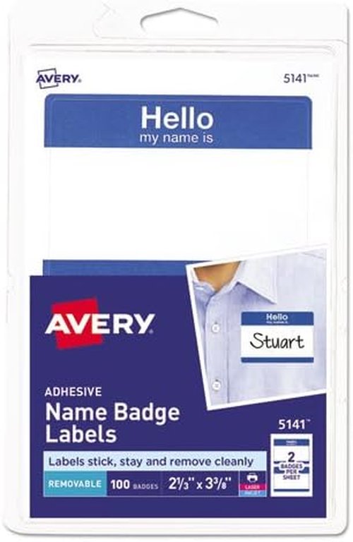 Avery Self-Adhesive Name Badges - Print/Write, Easy to Use, 3" x 4" | Pack of 50