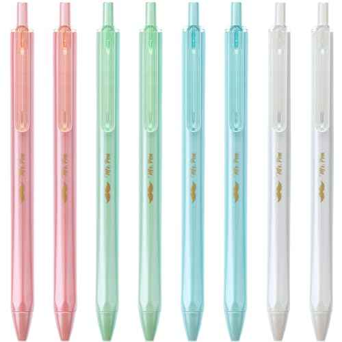 Mr. Pen Retractable Gel Pens - 8 Pack, Black Ink, 0.5mm Fine Point, Pastel Barrels, Fast Dry Aesthetic Pens