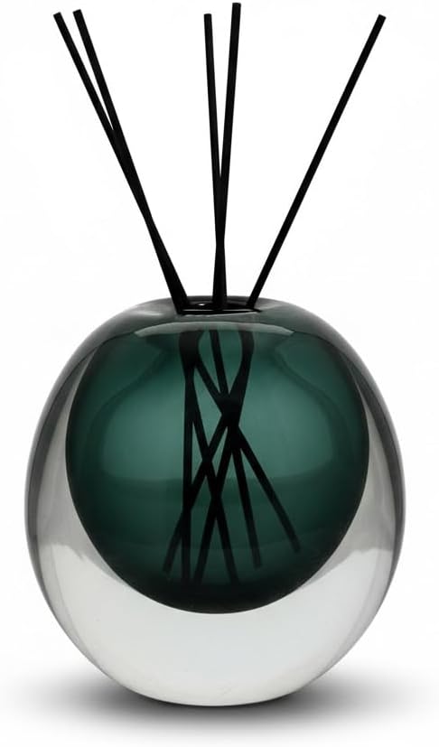 Green Glass Vase, DIY Empty Reed Diffuser Bottle for Essential Oils, 200mL, Aromatherapy, Modern Home Decor