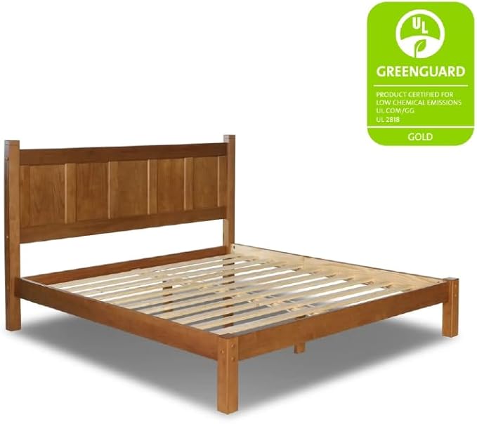 Grain Wood Furniture Shaker Solid Wood Panel Platform Bed, Full Size, Walnut