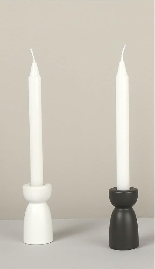 Candlestick Holders, Ceramic Black Taper Candle Holder Candlelight Stand Candleholder, Modern Boho Candle Holders for Desktop Table Setting Dining Bathroom Halloween Home Decoration,2 Pack