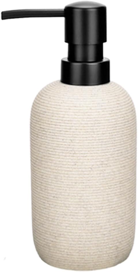 1pcs Hand Soap Dispenser Set, Sandstone Textured Resin Liquid Soap Dispenser for Bathroom Countertop, Heavy & Sturdy Dish Wash Soap Dispenser for Kitchen, Matte Beige