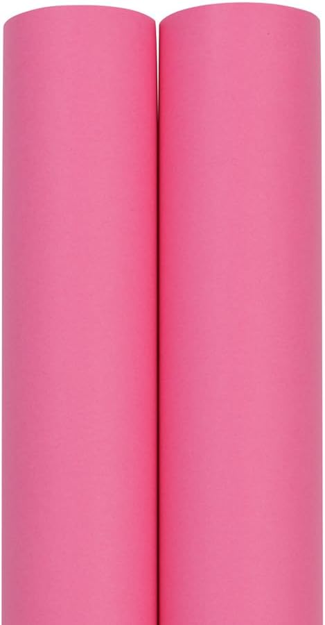JAM Paper Gift Wrap - Matte Wrapping Paper - 52.6 Sq Ft Total (17 in x 18 Ft Each) - Matte Fuchsia Hot Pink - 2 Rolls/Pack