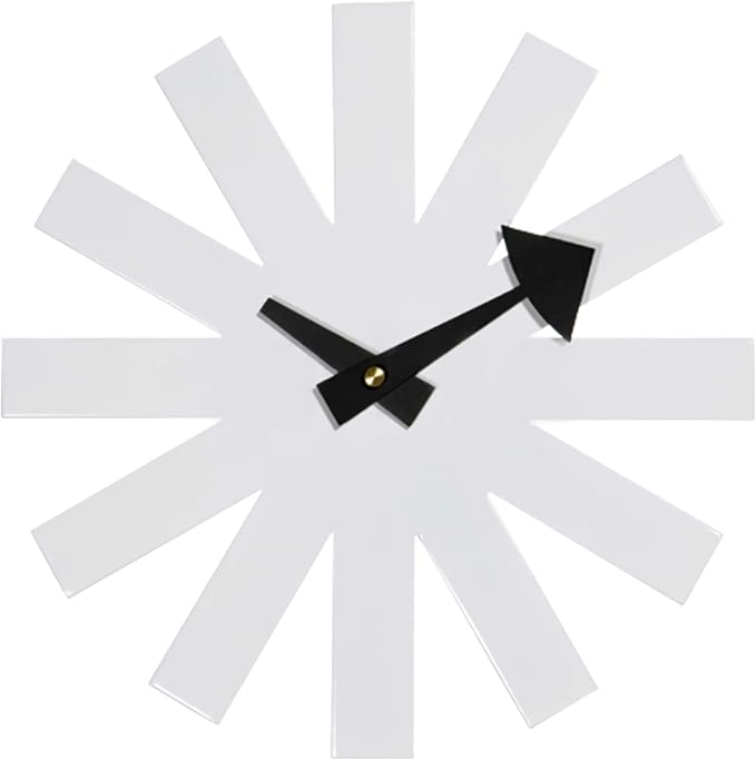 SHISEDECO Modern Non Ticking Mid Century Retro Design Decorative Silent Wall Quartz Clocks 10 Inch for Home, Living Room, Office and Bedroom etc.(Asterisk Clock White)