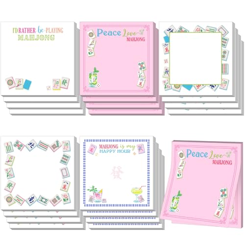 Gueevin 20 Pcs Mahjong Sticky Notes Pads Mah Jong Lovers Gifts for Christmas Birthday Mahjong Party Decorations Supplies(Classic)
