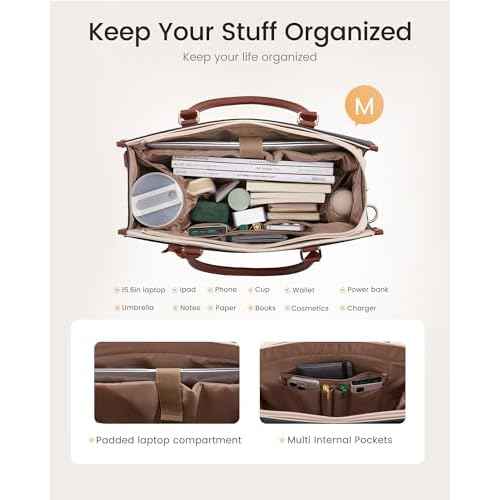 LOVEVOOK Laptop Bag for Women, 2-in-1 Tote Purse with Clutch & Cup Holder, Waterproof Briefcase for Work Travel