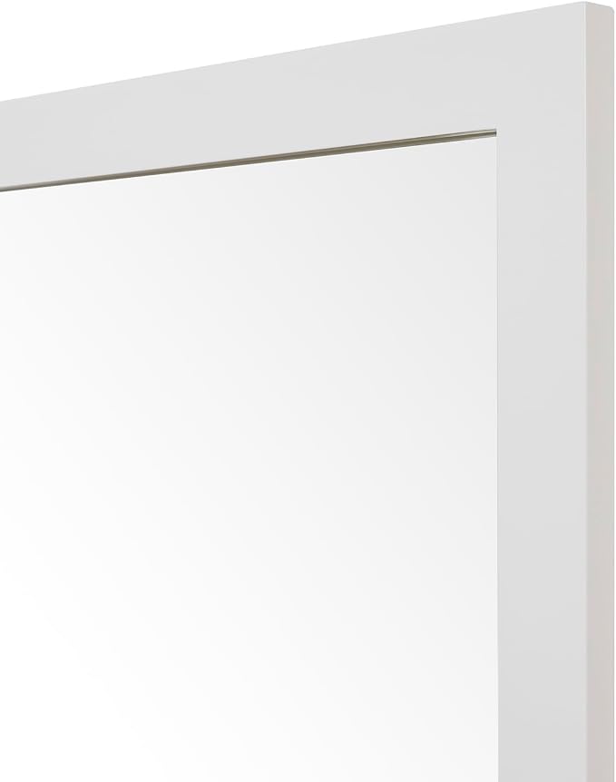ARIEL Rectangular Wooden Mirror 24" x 36" in White, Flexible Horizontal/Vertical Hanging for Bathroom, Vanity, Entryway & Living Room Decor, Farmhouse Style