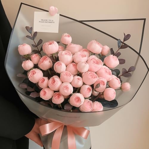 BBJ WRAPS Black Flower Wrapping Paper Waterproof Floral Bouquet Wraps, Korean Paper wrap Florist Supplies 20 Counts (Black)
