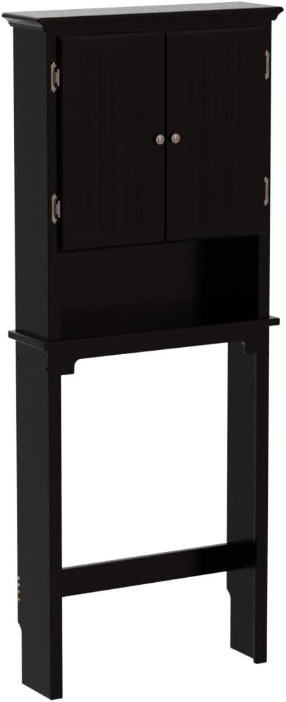 UTEX Above The Toilet Storage Cabinet, Over Toilet Bathroom Organizer with Adjustable Shelves and Double Doors, Espresso