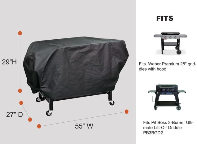 acoveritt RPET Fabric Cover for Flat Griddle Cover, Black；Fit Weber Premium 28" griddles with hoodgriddles with Hood.