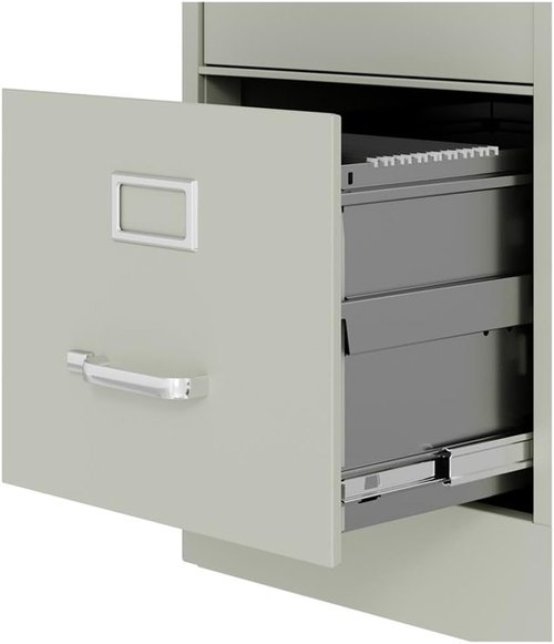 Scranton & Co 25-Inch Vertical Filing Cabinet - Lockable Gray Metal Storage for Office or Home Use