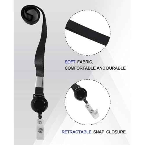 Lanyards for Id Badges Black Lanyards for Cruise Ship Cards Lanyard with Clear Id Holder (3Pcs)