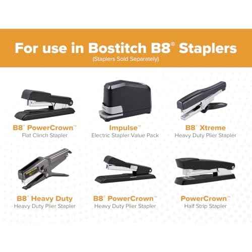 Bostitch Office B8 PowerCrown 0.25 Inch Staples, Pack of 20,000 Staples (STCRP21151/4-4), Silver