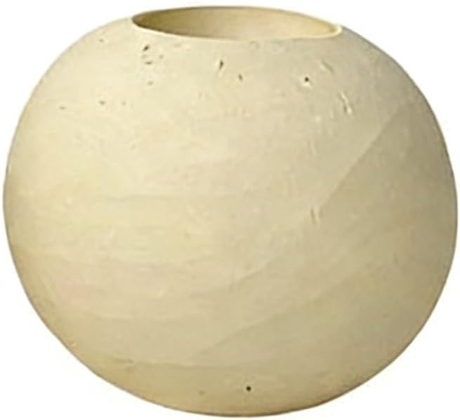 Ceramic Candle Holder, Warm White Sphere Shape, 4.72 x 3.94 Inches, Home Decor Candlestick Holder (Small)