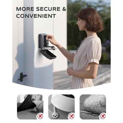 Wall Safe Key Lock Box, 12 Digit Combination Lock Box for Keys with Resttable Code, Large Capacity & Weatherproof Outdoor Lockbox, Spare Key Safe Storage Lock Box for Home, Office, Garage