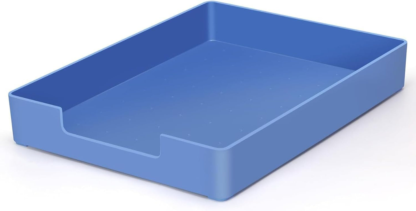 Skiennix Letter-Size Tray - A4 Plastic Desk Drawer Organizer for Office & Home Storage (Blue)
