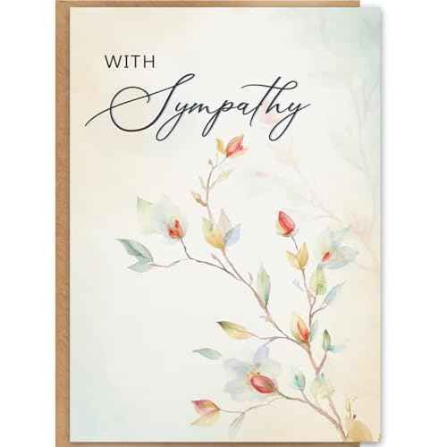 Sympathy Card with Premium Envelope, 8x5.3 Inches, Double-Sided