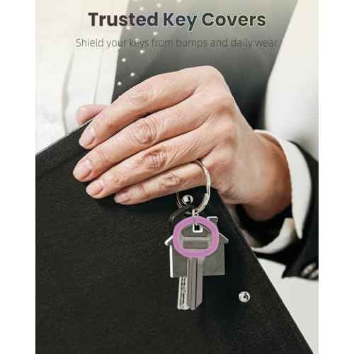 Uniclife 24 Pcs Key Caps, 0.9" Round Key Covers Caps, Soft Stretchy Key Identifiers for Small Regular House Keys (Not Suitable for Square or Odd-Shaped Keys), 8 Colors
