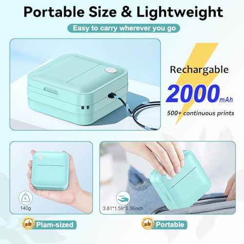 Label Maker Machine with Tape - Inkless Mini Bluetooth Label Printer with Multiple Templates, Wide Waterproof Labels, Portable Thermal Sticker Labeler for School Home Office Kitchen Organization