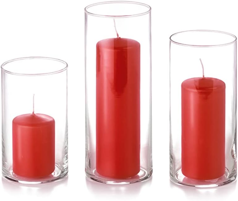 yummi Set of 12 Slim Pillars and Cylinder Vases - Brick