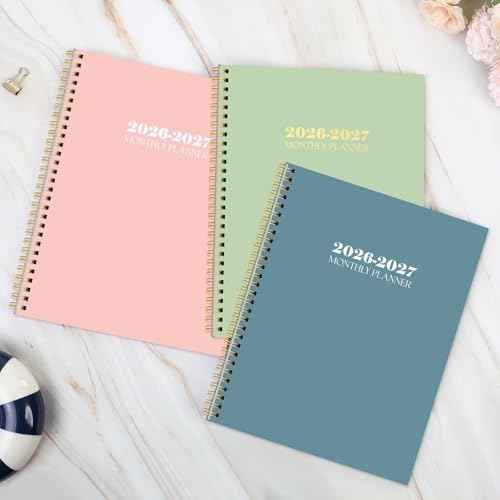 SKYDUE Monthly Planner 2026-2027, 24 Months Calendar Planner 2026-2027, 7.5" x 10" B5 Planner, Twin-wire Spiral Bound, Durable Waterproof Cover, Thick No-Bleed Paper, Pink
